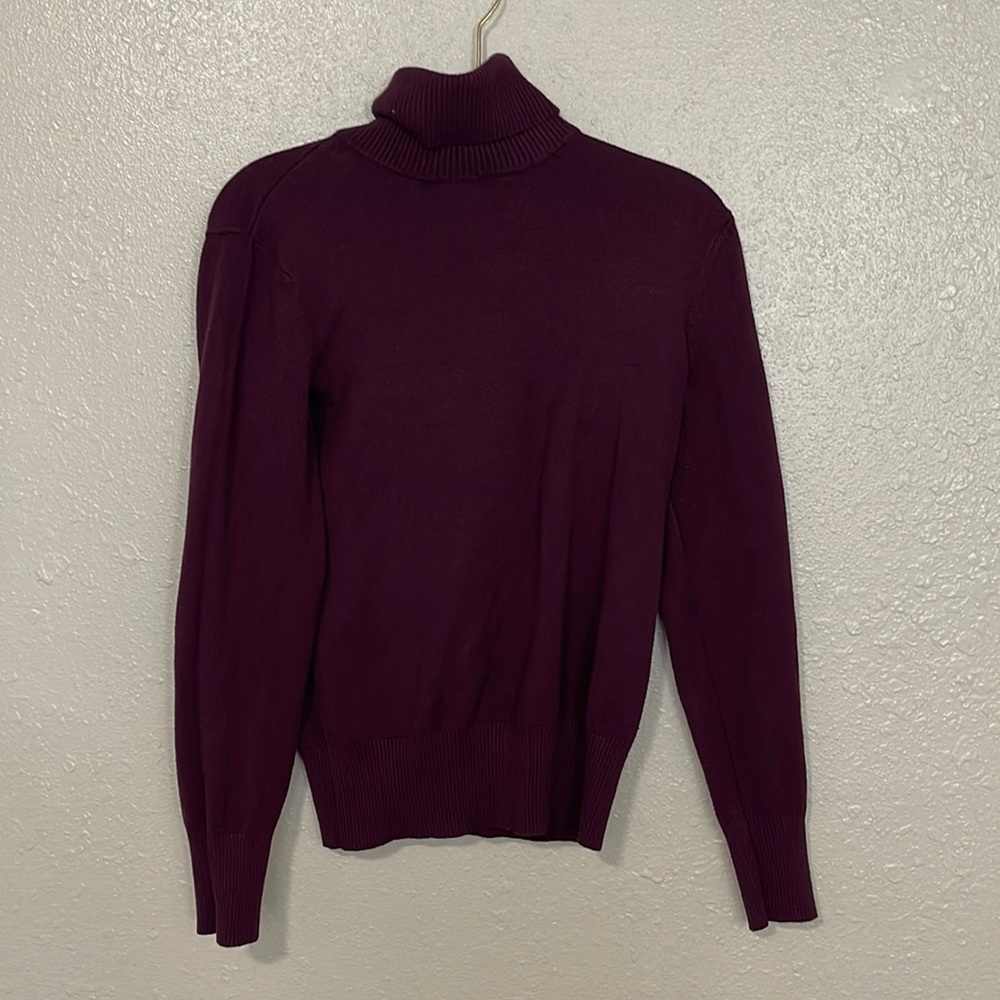 Purple turtleneck blouse